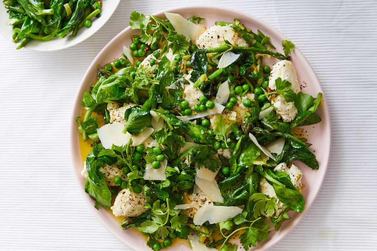 Ricotta Dumplings With Buttered Peas and Asparagus