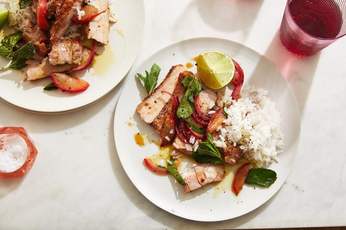 Pork Chops With Salted Plums