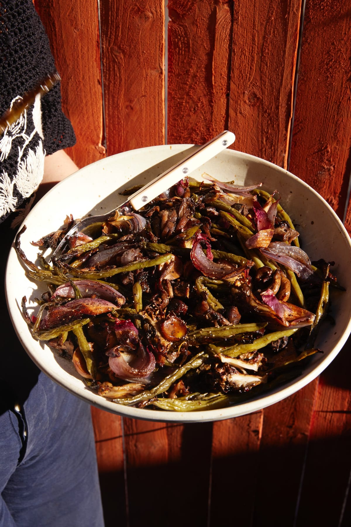 Frizzled Green Beans, Mushrooms and Onions