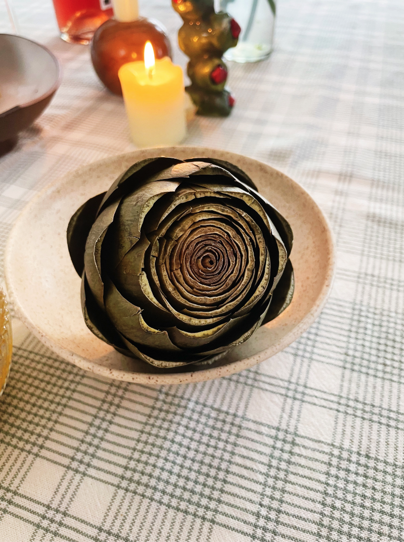 Steamed Artichokes with Anchovy Butter
