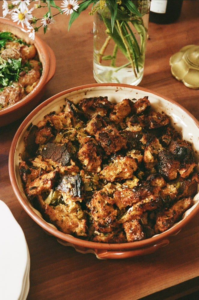 Buttered Stuffing with Celery and Leeks