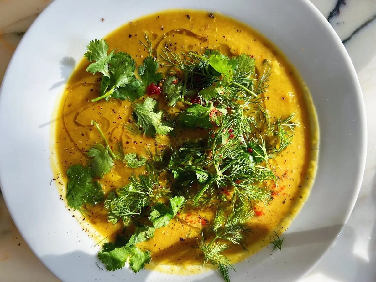 Squash Soup with Lentils and Herbs