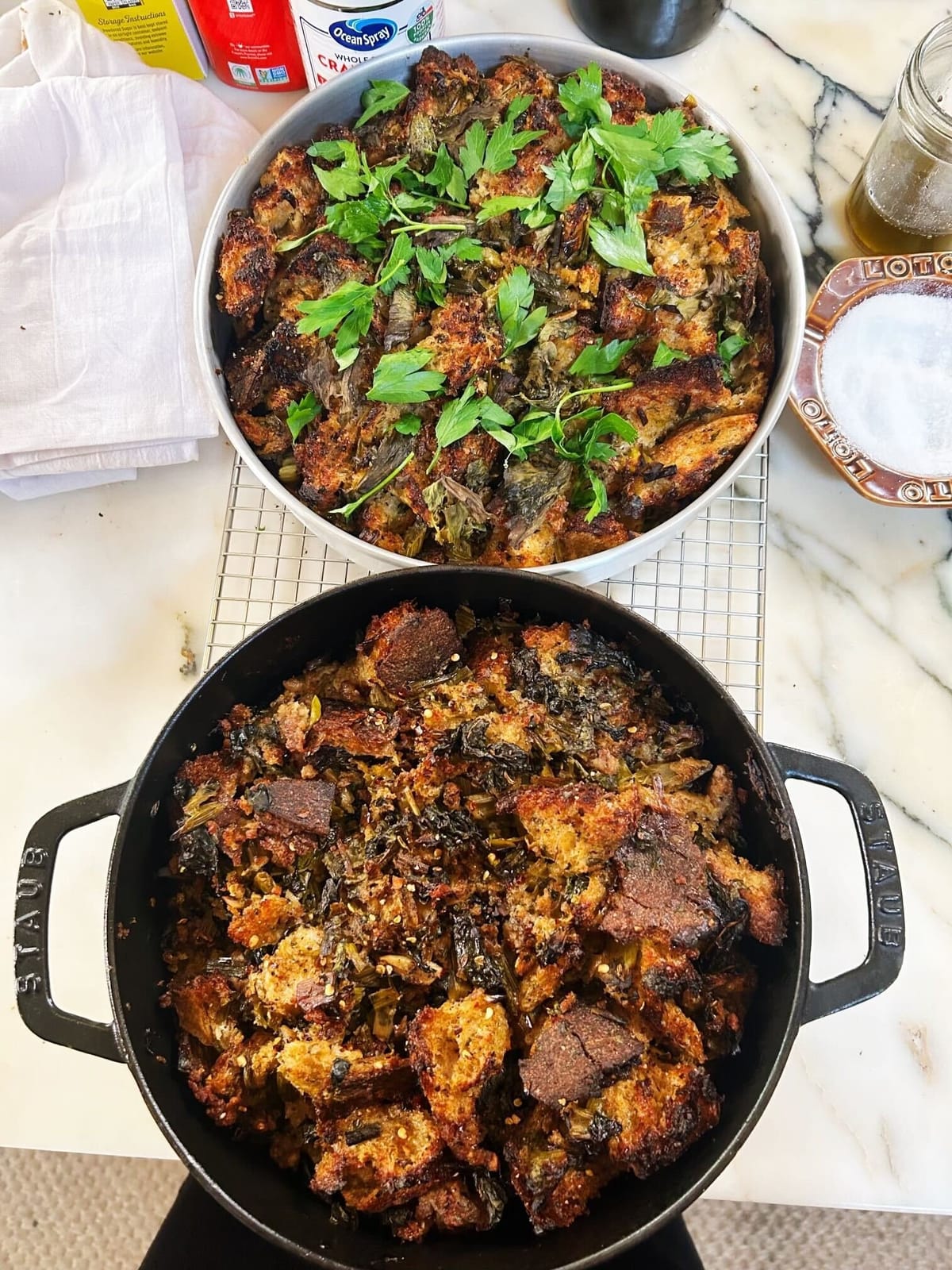 Crispy Sausage Stuffing with Kale