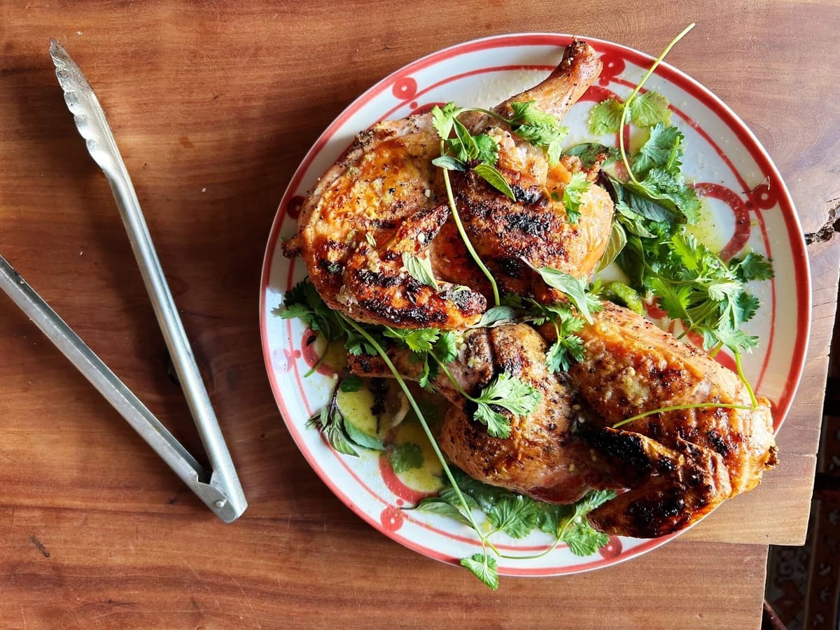 Grilled Chicken with Spicy Lime, Herbs, and Lettuces