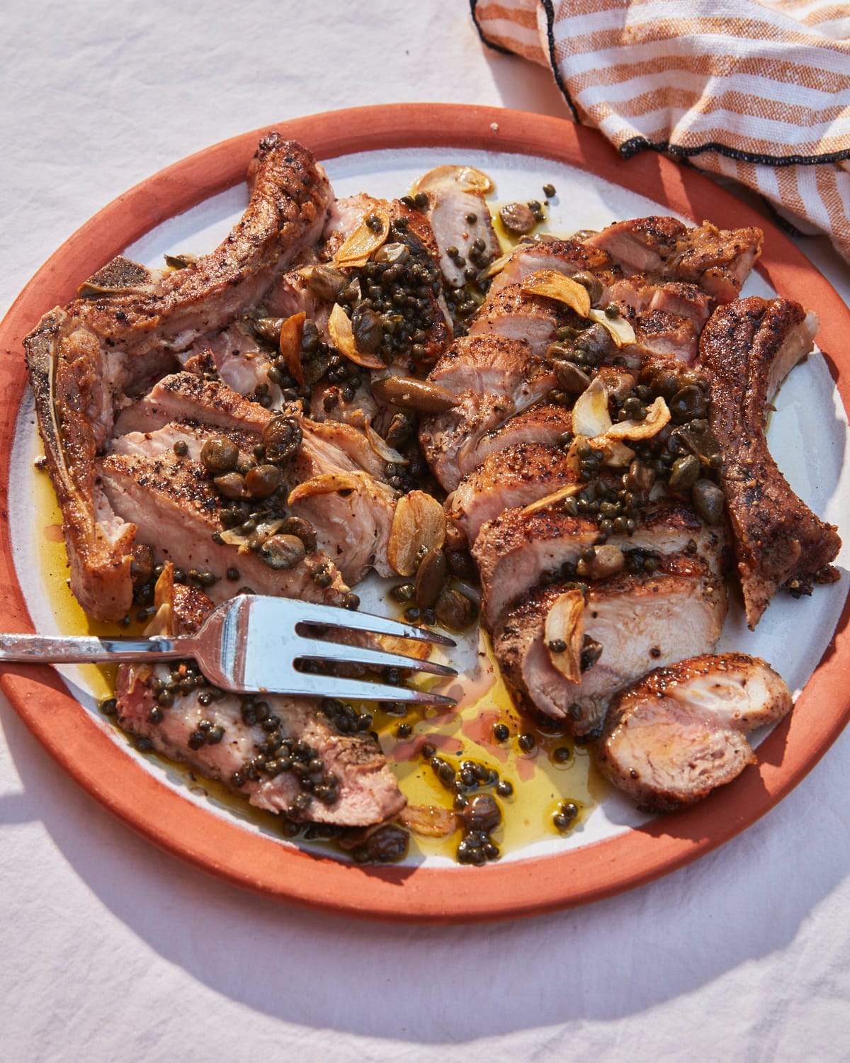 Pork Chop with Capers and Caramelized Cabbage