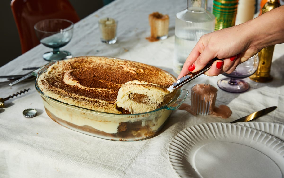 sheet cake with mascarpone and coffee