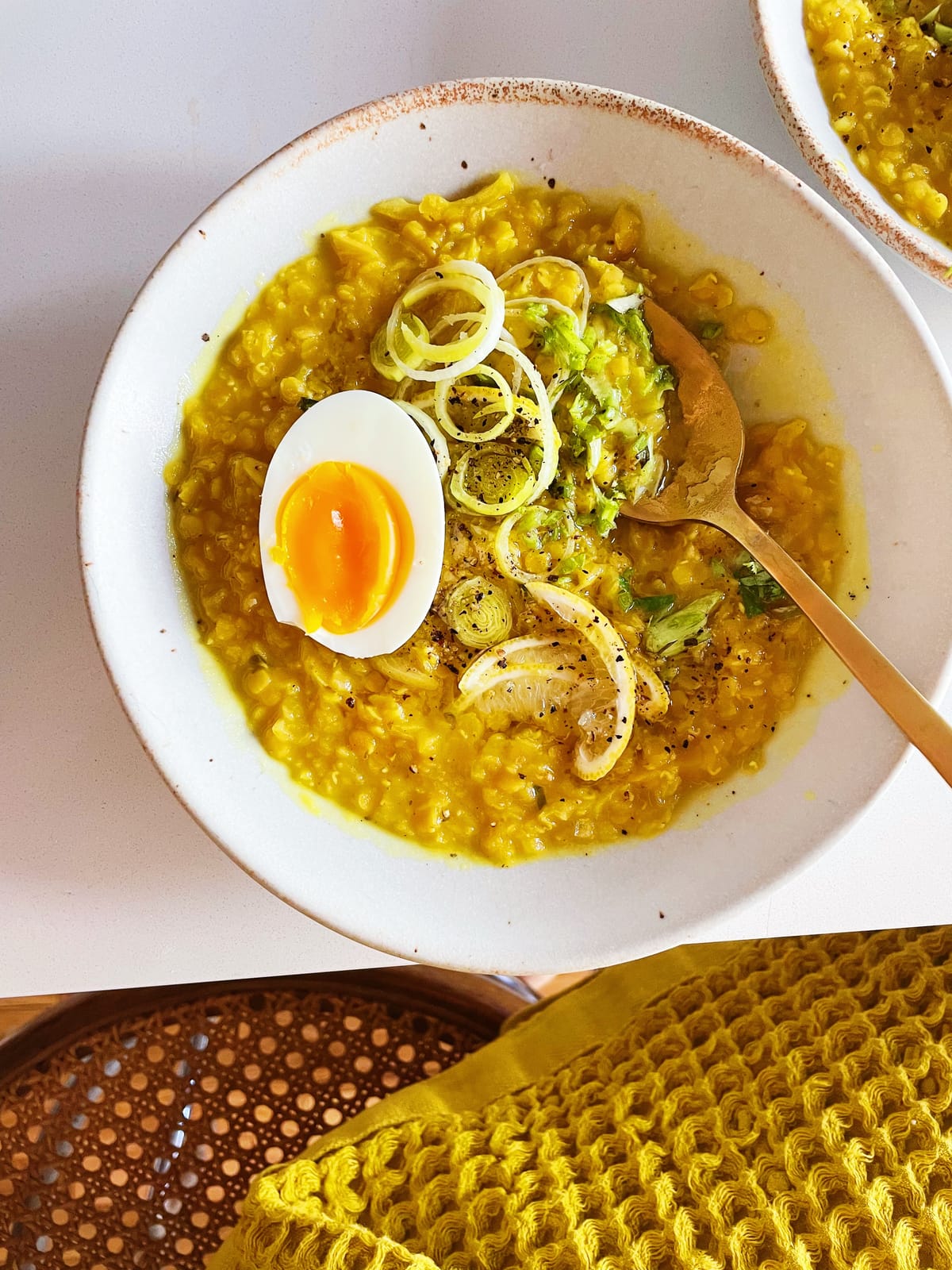lentils (daal) with fried lemon and garlic